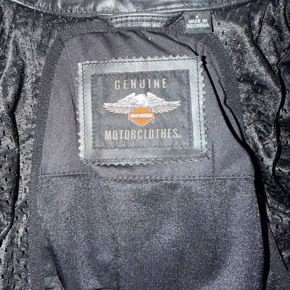 Harley-Davidson Black and Orange Leather Bomber Jacket - Picture 3 of 3